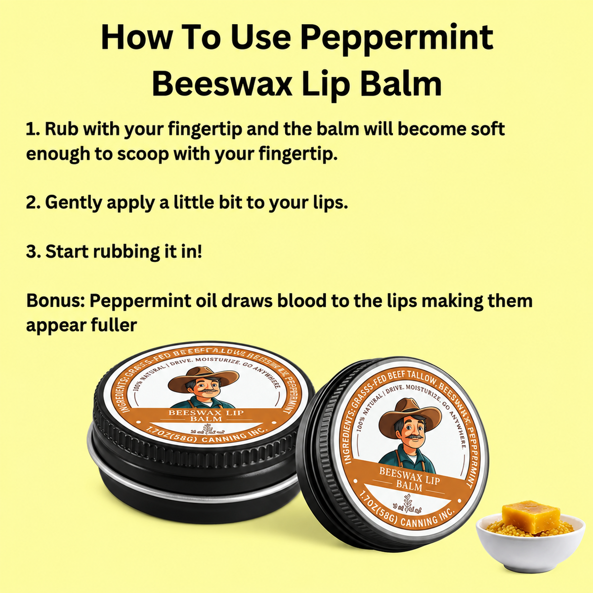 Peppermint Beeswax Lip Balm - 15 ml